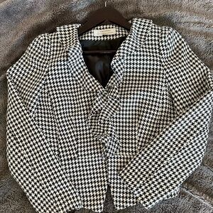 Tahari Black and White Blazer Classic Tailored Checkered